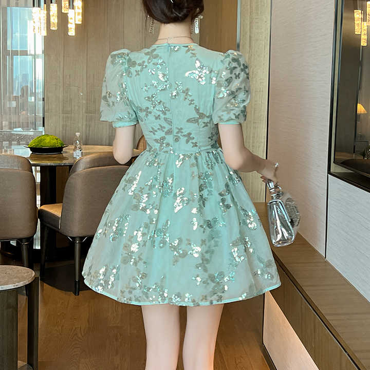 Women v Neck Sexy Club Party Dress Sequins Butterfly Elegant Mini Casual Women Summer Dresses