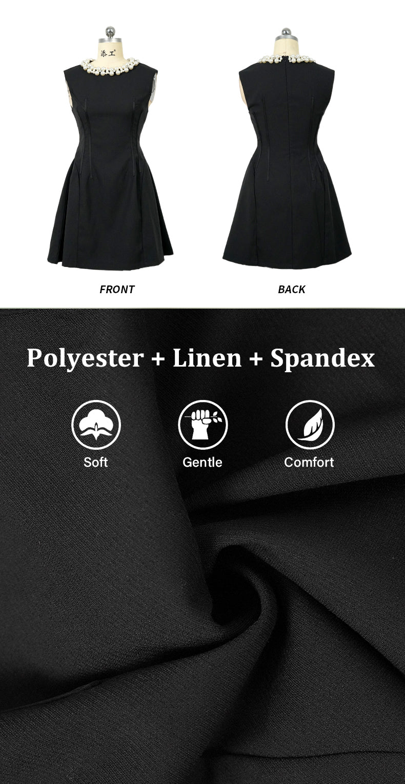 2025 Summer New Fashion French Diamonds Sleeveless Casual Black Party Women's