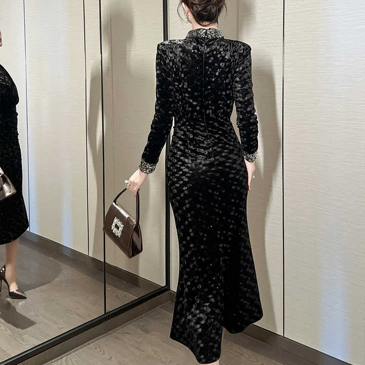 Dress Floral Heavy Pearls Rhinestone Tight Cocktail Breathable Women's